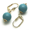 Arete Colgante 02.63.2755.2 Oro Laminado, Diseño de Bola, con Perla Light Turquoise, Pulido, Dorado