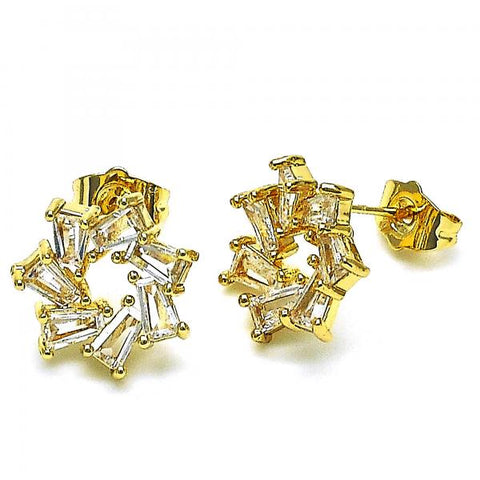 Arete Dormilona 02.283.0050 Oro Laminado, con Zirconia Cubica Blanca, Pulido, Dorado
