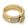 Anillo Multi Piedra 01.100.0005.09 Oro Laminado, Diseño de Mariposa y Triple, Diseño de Mariposa, con Micro Pave Blanca y Zirconia CubicaBlanca, Pulido, Dorado