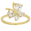 Anillo Multi Piedra 5.165.016.06 Oro Laminado, Diseño de Mariposa, con Zirconia Cubica Blanca, Pulido, Dorado
