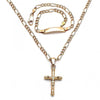 Collar y Pulso 06.63.0260 Oro Laminado, Diseño de Crucifijo, Pulido, Dorado