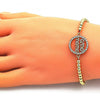 Pulsera Bolo Ajustable 03.381.0042.11 Oro Laminado, Diseño de Mama, con Micro Pave Blanca, Pulido, Dorado