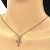 Collares con Dije 04.336.0115.2.16 Plata Rodinada, Diseño de Cruz, con Micro Pave Blanca, Pulido, Dorado