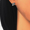 Arete Dormilona 02.186.0074 Plata Rodinada, Diseño de Corazon, con Micro Pave Negro y Blanca, Pulido, Rodinado