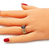 Anillo Multi Piedra 01.284.0041.1.07 Oro Laminado, Diseño de Mariposa y Gota, Diseño de Mariposa, con Zirconia Cubica Amatista, Pulido, Dorado