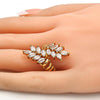 Anillo Multi Piedra 01.210.0031.08 Oro Laminado, Diseño de Oja, con Zirconia Cubica Blanca, Pulido, Dorado