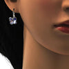 Arete Gancho Frances 02.239.0011.4 Rodio Laminado, Diseño de Mariposa, con Cristales de Swarovski Provence Lavander, Pulido, Rodinado