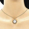Collares con Dije 04.362.0014.20 Oro Laminado, Diseño de Ojo Griego y Sol, Diseño de Ojo Griego, con Micro Pave Blanca, Esmaltado Azul, Dorado