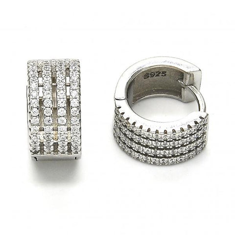 Argolla Huggie 02.175.0074.15 Plata Rodinada, con Zirconia Cubica Blanca, Pulido, Rodinado