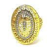 Anillo Multi Piedra 01.118.0024.07 Oro Laminado, Diseño de Llave Griega, con Micro Pave Blanca, Pulido, Dorado