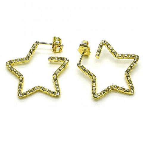Argolla Mediana 02.210.0763.25 Oro Laminado, Diseño de Estrella, Pulido, Dorado