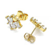 Arete Dormilona 02.387.0022 Oro Laminado, Diseño de Corona, con Zirconia Cubica Blanca, Pulido, Dorado