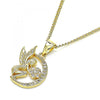 Collares con Dije 04.156.0453.20 Oro Laminado, Diseño de Angel y Mama, Diseño de Angel, con Micro Pave Blanca, Pulido, Dorado