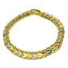 Pulsera Elegante 03.380.0142.07 Oro Laminado, Diseño de Corazon, Diamantado, Tricolor