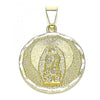 Dije Religioso 05.213.0131 Oro Laminado, Diseño de Guadalupe, Pulido, Dorado