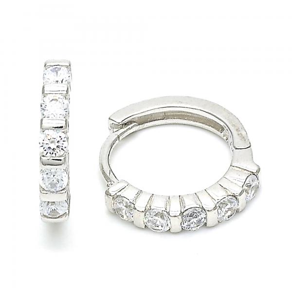 Argolla Huggie 02.332.0068.15 Plata Rodinada, con Zirconia Cubica Blanca, Pulido, Rodinado