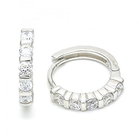 Argolla Huggie 02.332.0068.15 Plata Rodinada, con Zirconia Cubica Blanca, Pulido, Rodinado