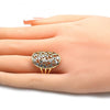 Anillo Multi Piedra 01.210.0065.08 Oro Laminado, Diseño de Corazon y Gota, Diseño de Corazon, con Zirconia Cubica Blanca, Pulido, Dorado