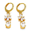 Arete Largo 02.221.0021 Oro Laminado, Diseño de Gota, con Zirconia Cubica Blanca, Pulido, Dorado