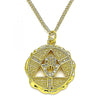 Collares con Dije 04.313.0048.1.20 Oro Laminado, Diseño de Mano de Dios, con Micro Pave Blanca, Pulido, Dorado