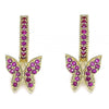 Argolla Huggie 02.210.0448.1.15 Oro Laminado, Diseño de Mariposa, con Micro Pave Rubi, Pulido, Dorado