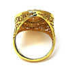 Anillo Multi Piedra 01.118.0024.08 Oro Laminado, Diseño de Llave Griega, con Micro Pave Blanca, Pulido, Dorado