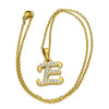 Collares con Dije 04.238.0004.18 Acero Inoxidable, Diseño de Iniciales y Rolo, Diseño de Iniciales, con Cristal Blanca, Pulido, Dorado