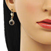 Arete Colgante 02.122.0113.7 Oro Laminado, con Cristal Amatista Oscuro y Blanca, Pulido, Dorado