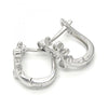 Argolla Huggie 02.332.0016.12 Plata Rodinada, Diseño de Oja, con Zirconia Cubica Blanca, Rodinado