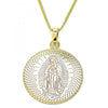 Collares con Dije 04.106.0062.20 Oro Laminado, Diseño de Guadalupe, Pulido, Tricolor