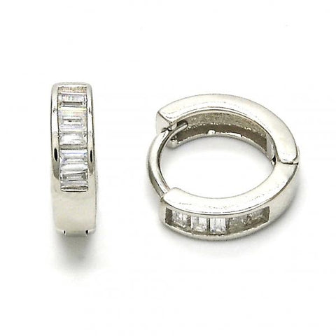 Argolla Huggie 02.175.0089.10 Plata Rodinada, con Zirconia Cubica Blanca, Pulido, Rodinado