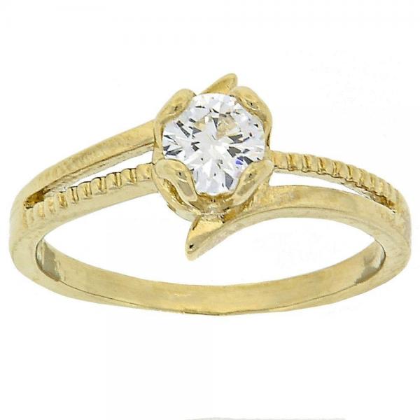 Anillo Multi Piedra 5.166.022.08 Oro Laminado, Diseño de Solitario, con Zirconia Cubica Blanca, Diamantado, Dorado