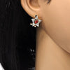 Arete Dormilona 02.217.0082.2 *PROMO* Oro Laminado, Diseño de Estrella, con Zirconia Cubica Granate y Blanca, Pulido, Dorado