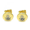 Arete Dormilona 02.156.0554 Oro Laminado, Diseño de Mano de Dios, con Micro Pave Zafiro Azul y Blanca, Pulido, Dorado