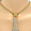 Collares con Dije 04.242.0003.30GT Tono Dorado, Diseño de Rope, con Cristal Blanca, Pulido, Dorado