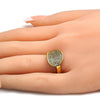 Anillo Multi Piedra 01.118.0049.08 Oro Laminado, con Micro Pave Blanca, Pulido, Dorado