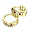 Argolla Huggie 02.237.0031.15 Oro Laminado, con Zirconia Cubica Granate y Blanca, Pulido, Dorado