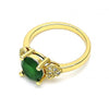 Anillo Multi Piedra 01.284.0049.1.08 Oro Laminado, Diseño de Corazon, con Zirconia Cubica Verde y Blanca, Pulido, Dorado