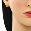 Juego de Arete y Dije de Adulto 10.156.0411.1 Oro Laminado, Diseño de Corazon, con Micro Pave Granate, Pulido, Dorado