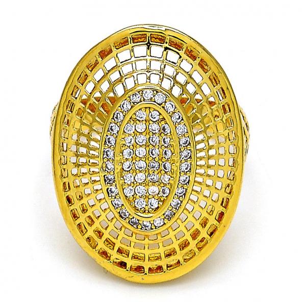 Anillo Multi Piedra 01.118.0025.09 Oro Laminado, con Cristal Blanca, Pulido, Dorado