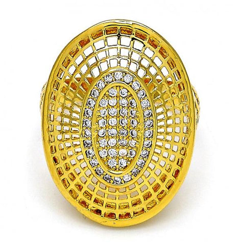 Anillo Multi Piedra 01.118.0025.09 Oro Laminado, con Cristal Blanca, Pulido, Dorado