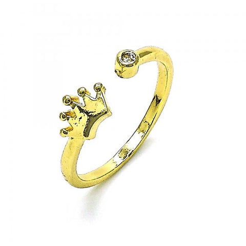 Anillo Multi Piedra 01.284.0081 Oro Laminado, Diseño de Corona, con Zirconia Cubica Blanca, Pulido, Dorado