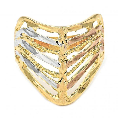 Anillo Elegante 5.173.014.09 Oro Laminado, Diamantado, Tricolor