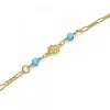 Pulsera Elegante 03.09.0066.06 Oro Laminado, Diseño de Ojo Griego y Corazon, Diseño de Ojo Griego, Pulido Azul, Dorado