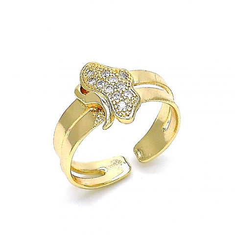 Anillo Infantil 01.233.0021 Oro Laminado, Diseño de Mariposa, con Micro Pave Blanca, Pulido, Dorado