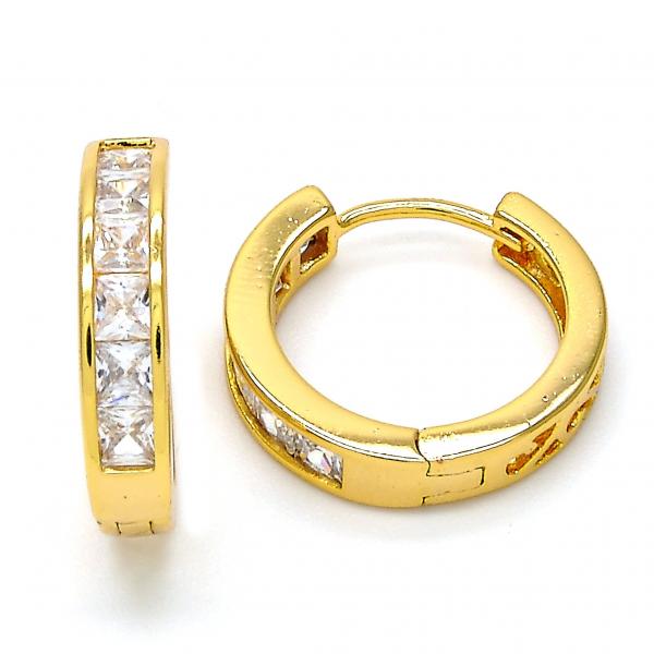 Argolla Huggie 02.237.0004.1.20 Oro Laminado, con Zirconia Cubica Blanca, Pulido, Dorado