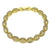 Pulsera Elegante 03.210.0155.07 Oro Laminado, Diseño de Ojo Griego, con Micro Pave Blanca, Pulido, Dorado
