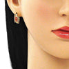 Argolla Huggie 02.210.0661.1.15 Oro Laminado, con Zirconia Cubica Granate, Pulido, Dorado