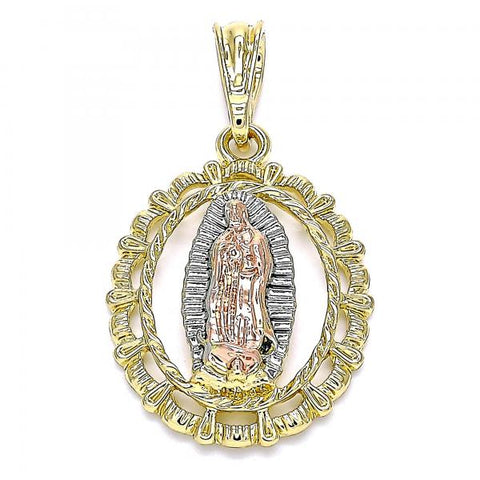 Dije Religioso 05.380.0054 Oro Laminado, Diseño de Guadalupe, Pulido, Tricolor