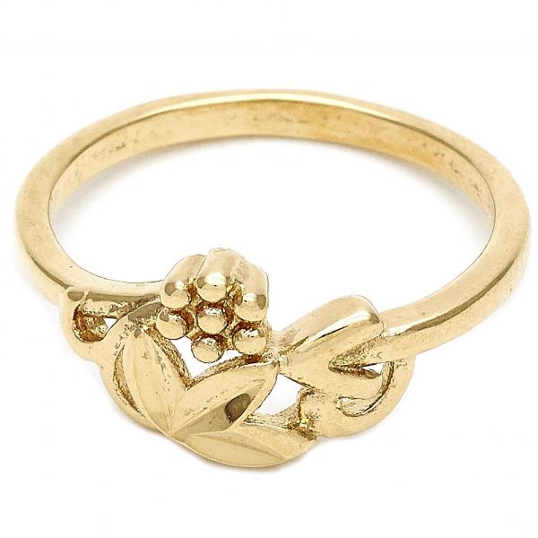 Anillo Elegante 01.63.0573.06 Oro Laminado, Diseño de Flor y Oja, Diseño de Flor, Diamantado, Dorado